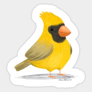 Yellow Cardinal Bird Sticker